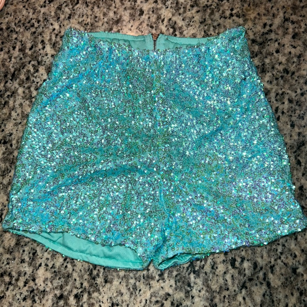 Charlotte Russe Aqua Sequin shorts